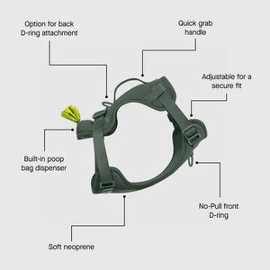 The Everything Harness with Poop Dispenser (Forest Green)